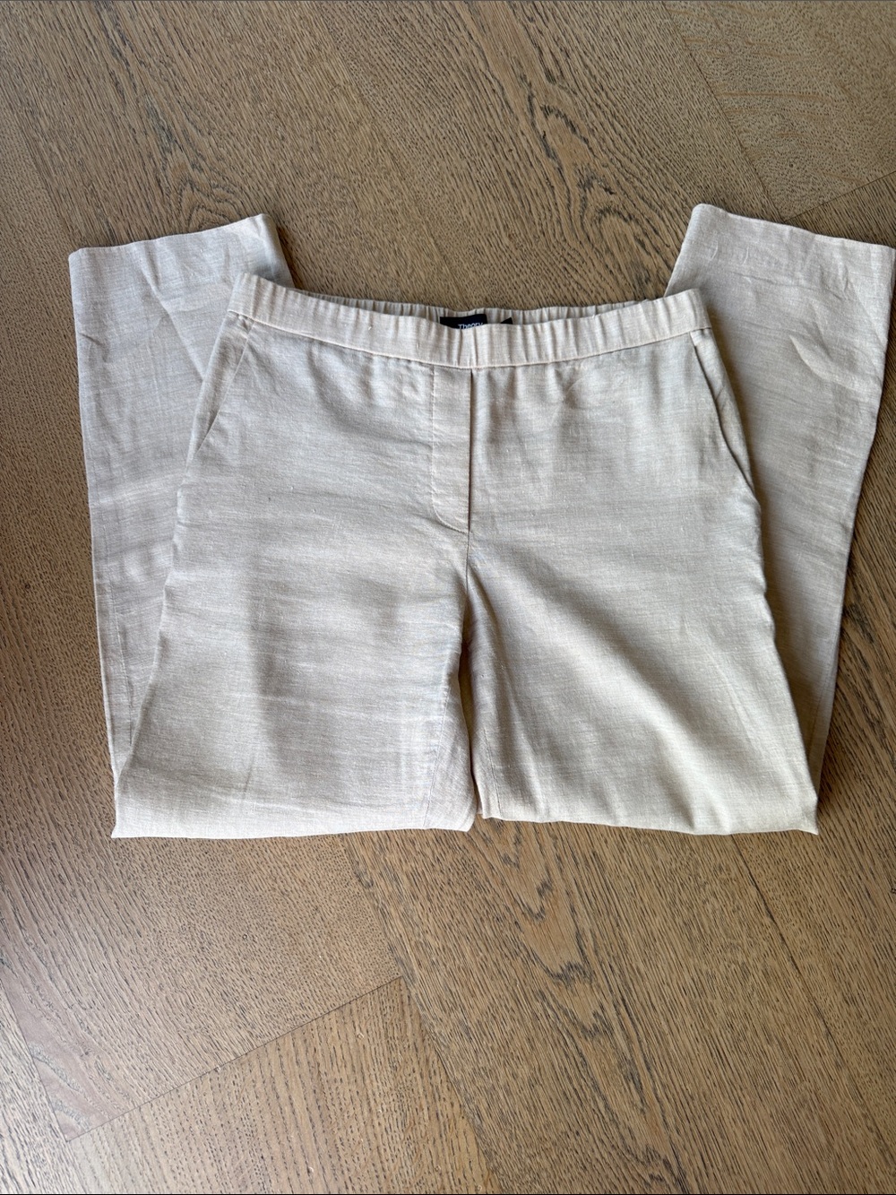 Theory Straight Leg Pants in Light Beige